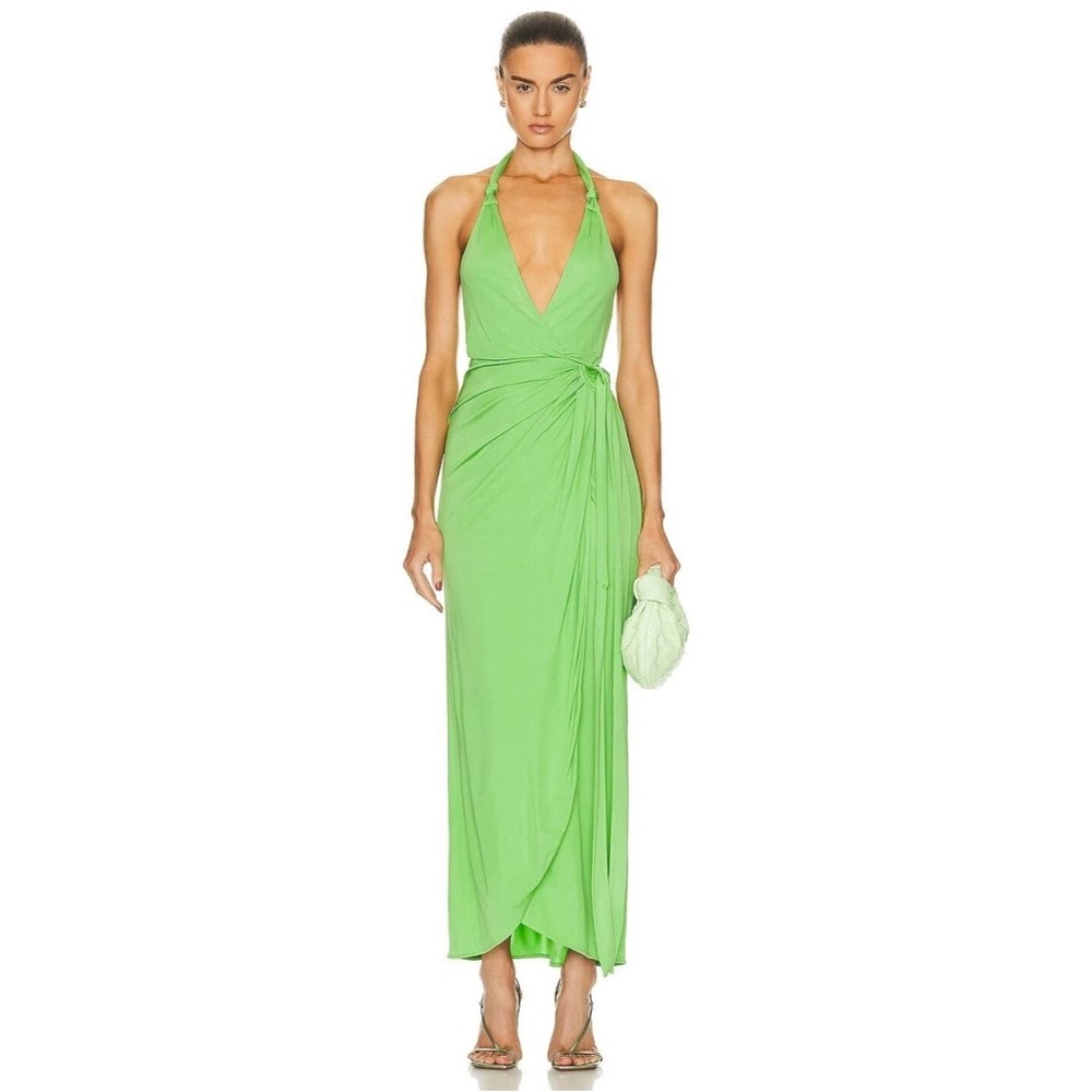 SOLD ❤️Staud Reagan Wrap Dress in Kiwi Small New Womens Midi Jersey Cocktail